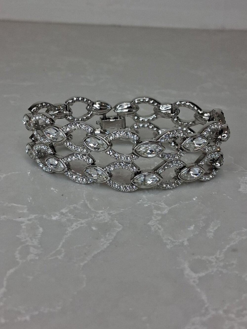 Swarovski Marquise Rhinestone Link Cuff Bracelet